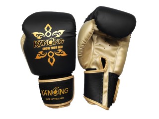 Kanong Kids Muay Thai Kick boxing Gloves : Thai Power Black and Gold