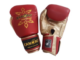 Kanong Kids Muay Thai Kick boxing Gloves : Thai Power Red and Gold