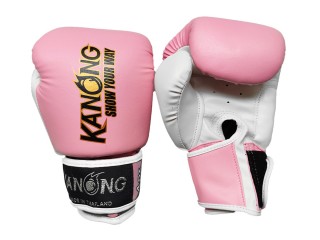 Kanong Kids Thai Boxing Gloves : Pink and White