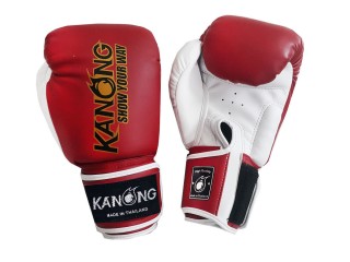 Kanong Muay Thai Kick boxing Gloves : Red and  White