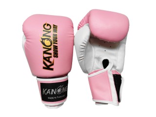 Kanong Womens Kick boxing Gloves : Light Pink and White