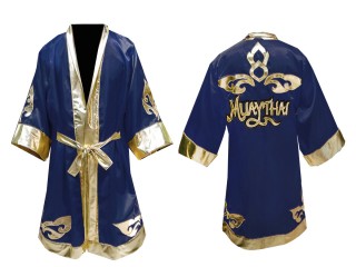 Personalized Muay Thai Robe : KNFIR-121 Navy/Gold