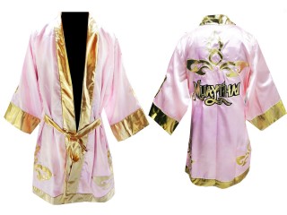 Personalized Womens Muay Thai  Robe : Model 121 Pink/Gold