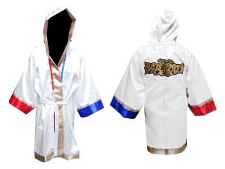 Customize Kick boxing Robe with hood : White