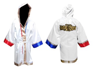 Customize Kick boxing Robe with hood : White