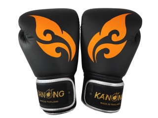 Kanong Microfiber Leather Boxing Gloves : Thai Wing Black