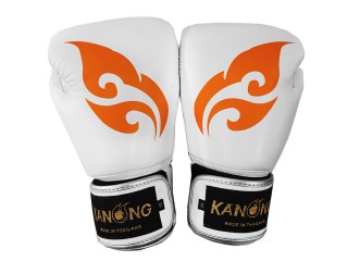 Kanong Microfiber Leather Boxing Gloves : Thai Wing White