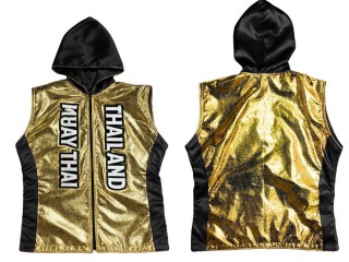 Custom Thai Boxing Hoodies walk out Jacket : KNHOD-004 Gold Black