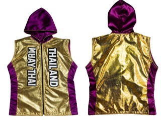 Custom Thai Boxing Hoodies walk out Jacket : KNHOD-004 Gold Violet