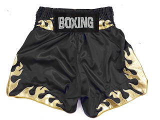 Custom made Boxing Shorts : KNBSH-038-Black-Gold