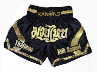 Kanong Custom Black and Red Muay Thai Shorts : KNSCUST-1202