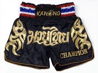 Kanong Custom Black and Red Muay Thai Shorts : KNSCUST-1206