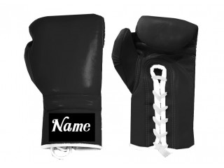 Personalised Lace-up Boxing Gloves with name : Black