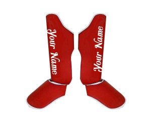 Customize Muay Thai Shin Protectorswith name : Red
