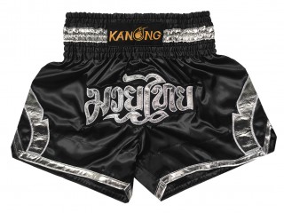 Kanong Kick boxing Shorts : KNS-144-Black-Silver