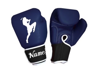 Personalised Blue Muay Thai Boxing Gloves : KNGCUST-085