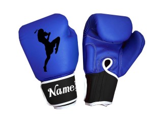 Personalised Blue Muay Thai Boxing Gloves : KNGCUST-089