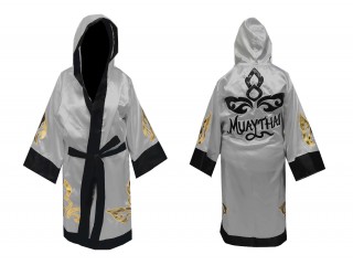 Personalized Muay Thai Robe : KNFIR-143-Silver