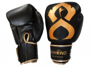 Kanong Real Leather Boxing Gloves : Black and Gold