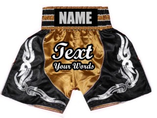 Custom Boxing Trunks, Customize Boxing Shorts : KNBSH-024-Gold-Black