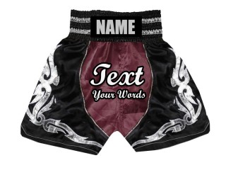 Custom Boxing Trunks, Customize Boxing Shorts : KNBSH-024-Maroon-Black