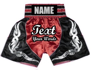 Custom Boxing Trunks, Customize Boxing Shorts : KNBSH-024-Red-Black