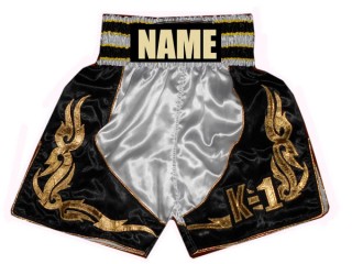Customised boxing Shorts : KNBSH-013 White and Black