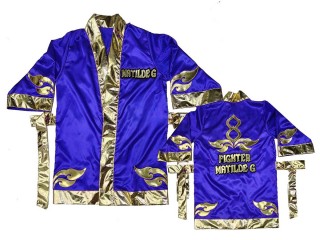 Customize MuayThai boxing Robe : KNFIRCUST-001 Navy and Gold