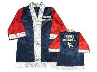 Custom Kick boxing Robe : KNFIRCUST-004 Navy