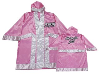 Custom Kick boxing Robe with hood : KNFIRCUST-002 Pink