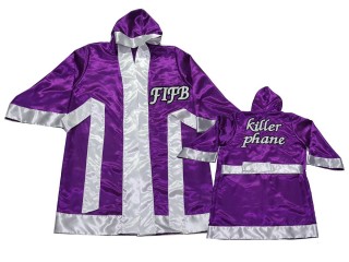 Custom Kick boxing Robe with hood : KNFIRCUST-002 Purple