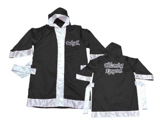 Customize Kick boxing Robe with hood : KNFIRCUST-002 Black