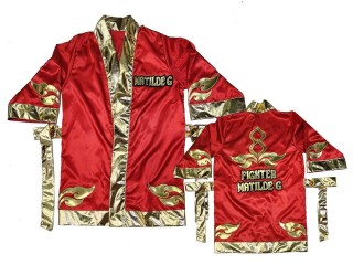 Customize MuayThai boxing Robe : KNFIRCUST-001 Red and Gold