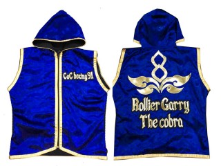 Personalized Mens  Boxing Hoodies / Muay Thai Jacket : Blue and Gold