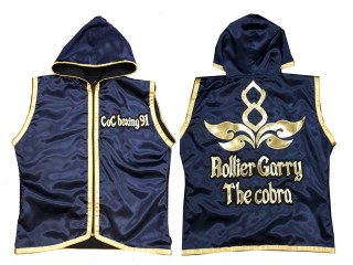 Personalized Mens  Boxing Hoodies / Muay Thai Jacket : Navy and Gold