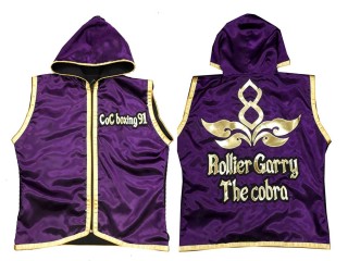 Personalized Mens  Boxing Hoodies / Muay Thai Jacket : Purple and Gold