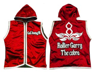 Personalized Mens  Boxing Hoodies / Muay Thai Jacket : Red and Silver