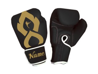 Customised Black and Gold Boxing Gloves Thai Kick : KNGCUST-063