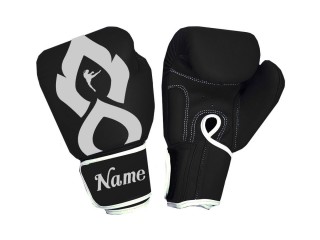Customised Black-Silver Boxing Gloves Thai Kick  : KNGCUST-064