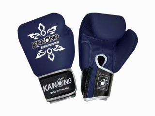 Kanong Real Leather Kickboxing Gloves : Navy and Silver