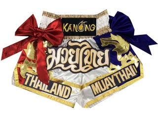 Kanong Kids Kickboxing Shorts : KNS-128-White-K