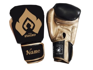 Personalised Black and Gold Boxing Gloves : KNGCUST-061
