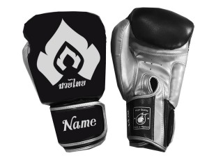 Personalised Black and Silver Boxing Gloves : KNGCUST-062