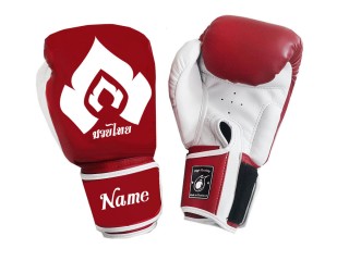 Personalised Red Muay Thai Boxing Gloves : KNGCUST-059