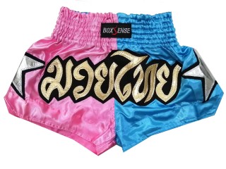 Boxsense Girl Muay Thai Kick boxing Shorts : BXSKID-006 Pink/Skyblue