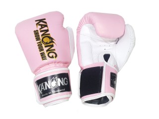 Kanong Muay Thai Boxing Gloves : Light Pink / White