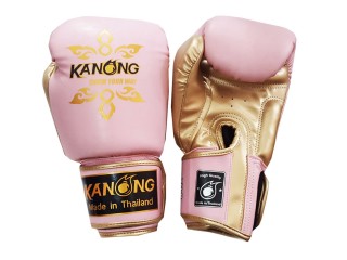 Kanong Muay Thai Kick Boxing Gloves : Lai Thai / Light Pink