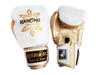 Kanong Muay Thai Kick boxing Gloves : Lai Thai / White