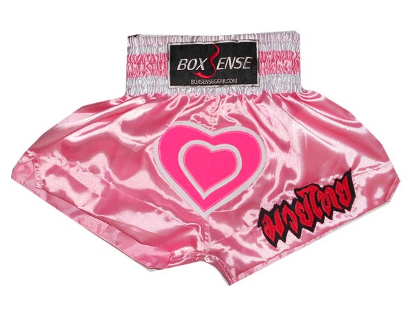 Boxsense Girl Muay Thai Kick boxing Shorts : BXSKID-003 Pink