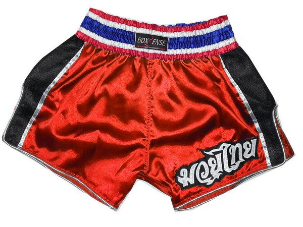 Boxsense Retro Muay Thai Shorts : BXSRTO-001-Red